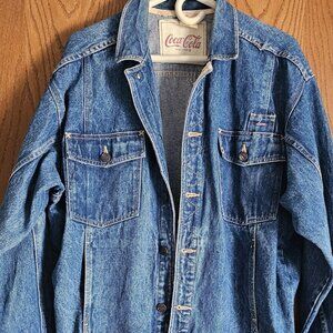 Coca-Cola Denim Trucker Jacket With Logo Buttons & Branding Vintage Size L